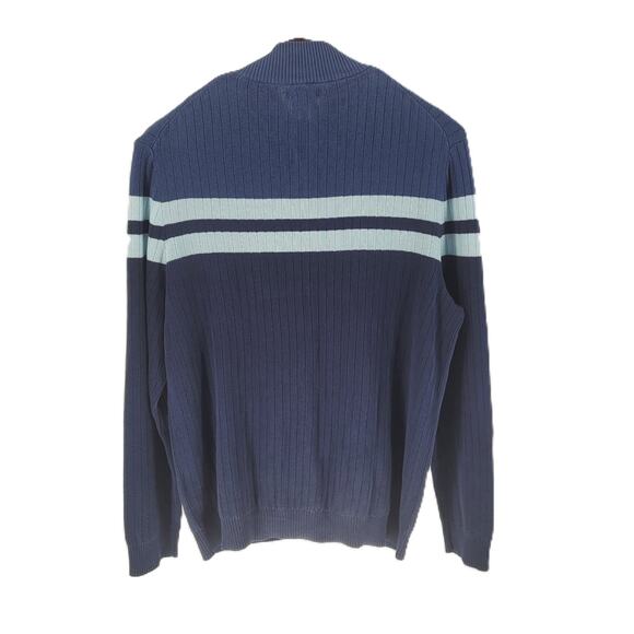 NWT Alfani Mens Blue Stripe Full-Zip Cardigan Sweater 2XL Preppy Modern Casual - Picture 3 of 10